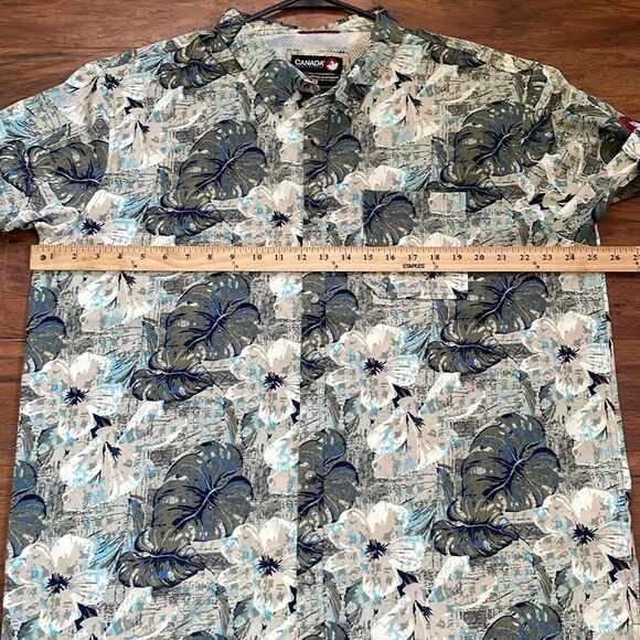 Canada Weathergear Mens Button down Short Sleeve Green/Cream Patterned Sz XL - Picture 8 of 11